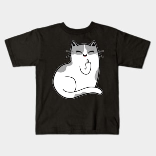 Funny Cat Middle Finger Kids T-Shirt